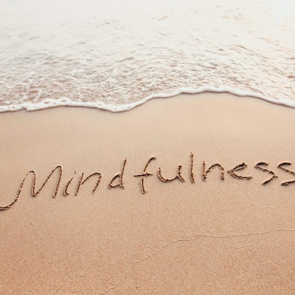 Mindfulness,Concept,,Mindful,Living,,Text,Written,On,The,Sand,Of